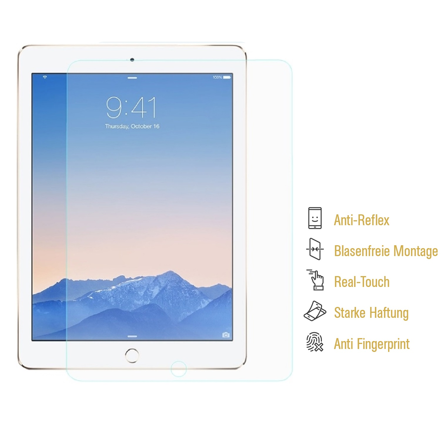 Schutzfolie 2 4x Air ANTI-REFLEX MATT ENTSPIEGELT PROTECTORKING iPad Apple Displayschutzfolie(für 9.7)