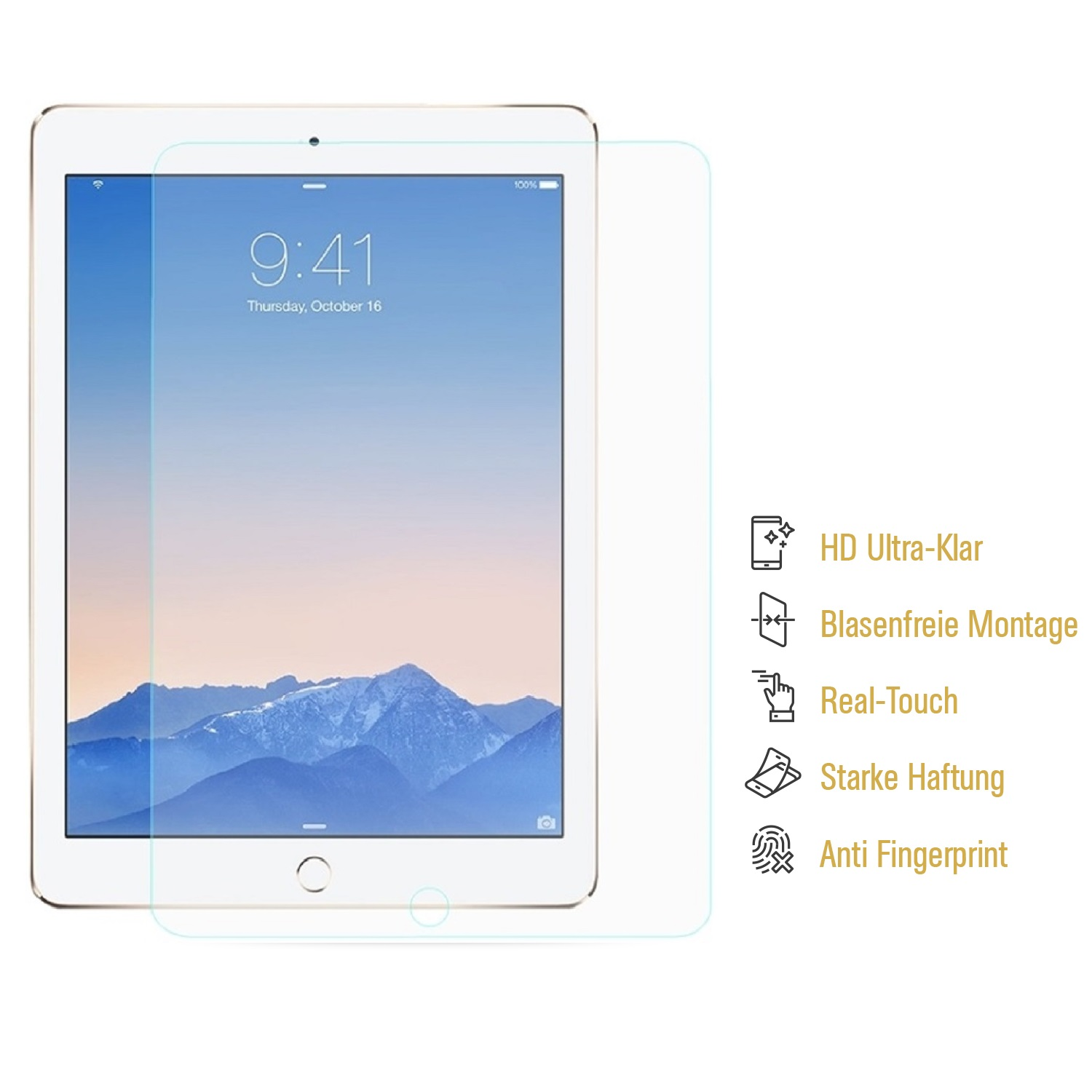 PROTECTORKING 4x Schutzfolie KLAR iPad HD 9.7) Apple Air Displayschutzfolie(für