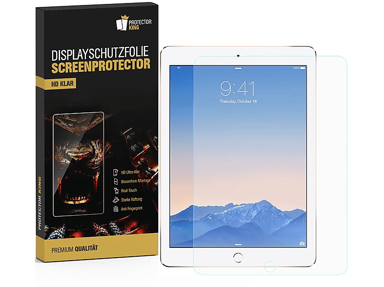 PROTECTORKING 2x Schutzfolie HD 9.7) iPad KLAR Air 2 Displayschutzfolie(für Apple