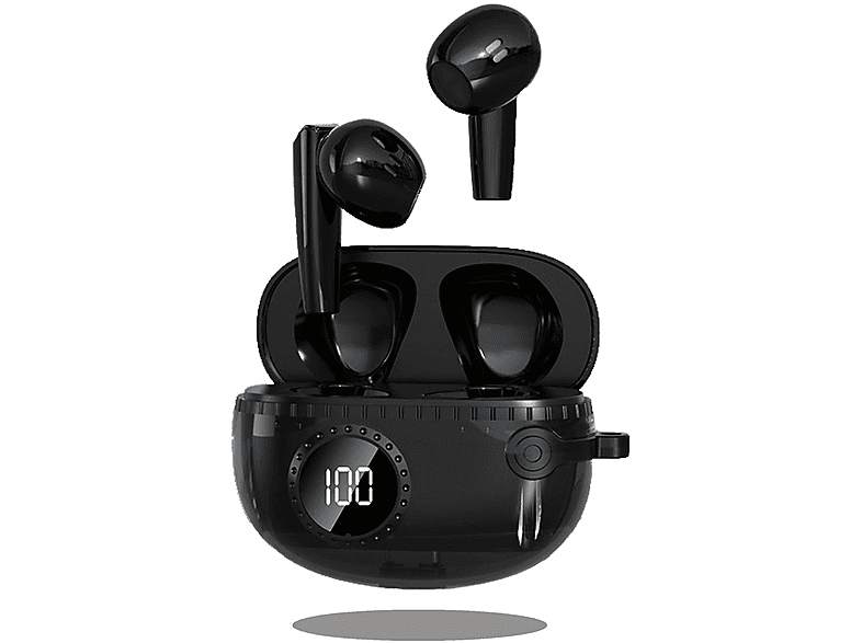 Kopfhörer, Kopfhörer Mini-Smart-Touch, KINSI In-ear LED-Power-Display, schwarz Kabellose Bluetooth