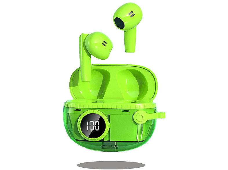 KINSI Bluetooth-Kopfhörer grün Kabellose Kopfhörer, LED-Display, Bluetooth Mini-Smart-Touch, Kopfhörer In-ear