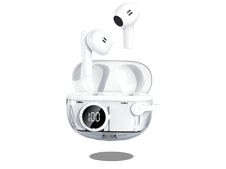 KINSI Kabellose Bluetooth weiß Ladekoffer, Mini-Smart-Touch, Kopfhörer LED-Display In-ear Kopfhörer, Bluetooth