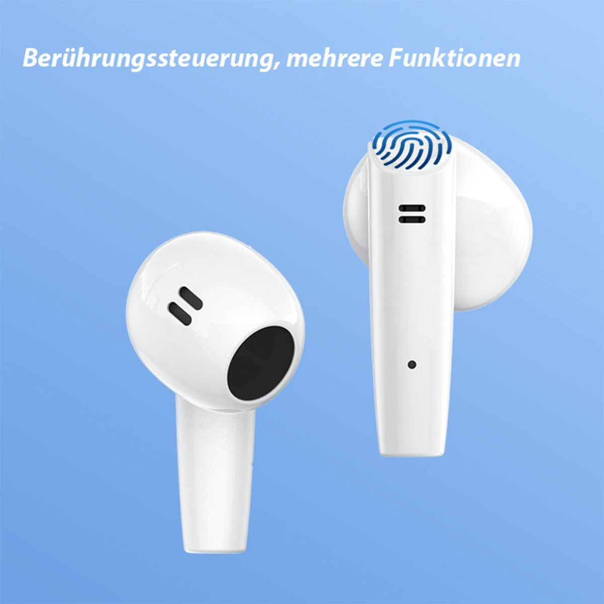 KINSI LED-Display weiß Kabellose Bluetooth Bluetooth Kopfhörer In-ear Ladekoffer, Mini-Smart-Touch, Kopfhörer,