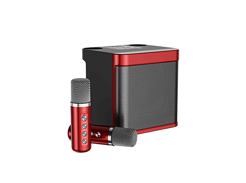SYNTEK Bluetooth-Lautsprecher-Set Wireless Drahtloses Audio Mikrofon Rot Bluetooth Singen Karaoke All-in-One Mikrofon