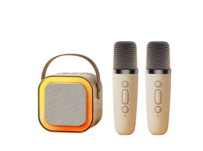 Mikrofon Weiß weißes Bluetooth Audiomikrofon, Eingebautes SYNTEK Dual-Mikrofon Lautsprecher, drahtloser Mikrofon,
