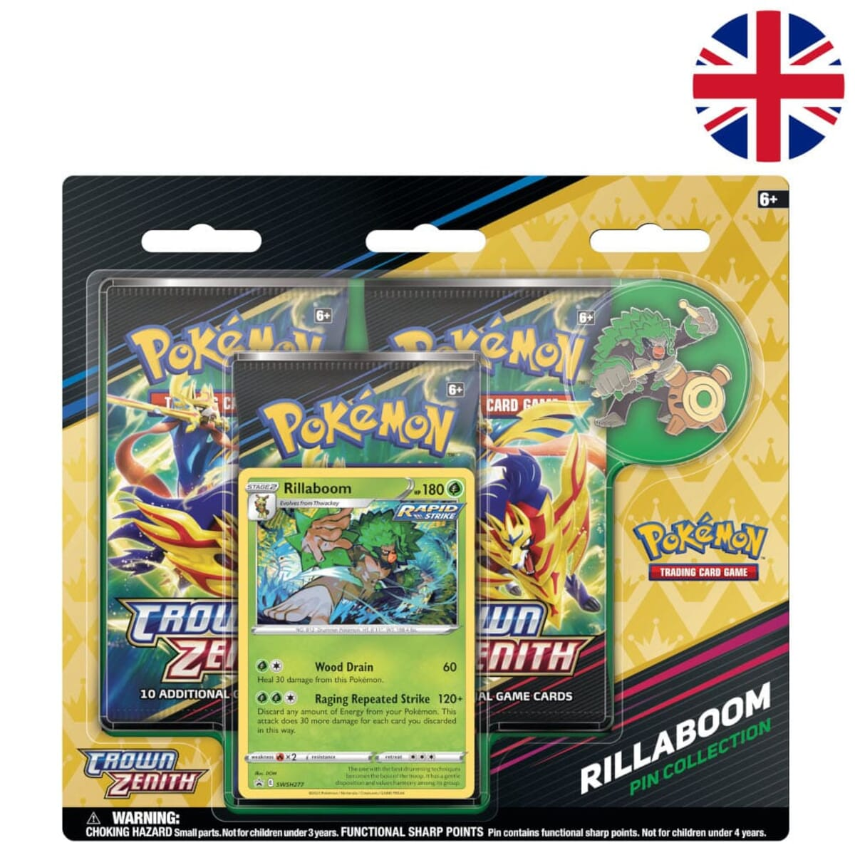 Crown Sammelkarten 3er POKÉMON Zenith Blister Rillaboom