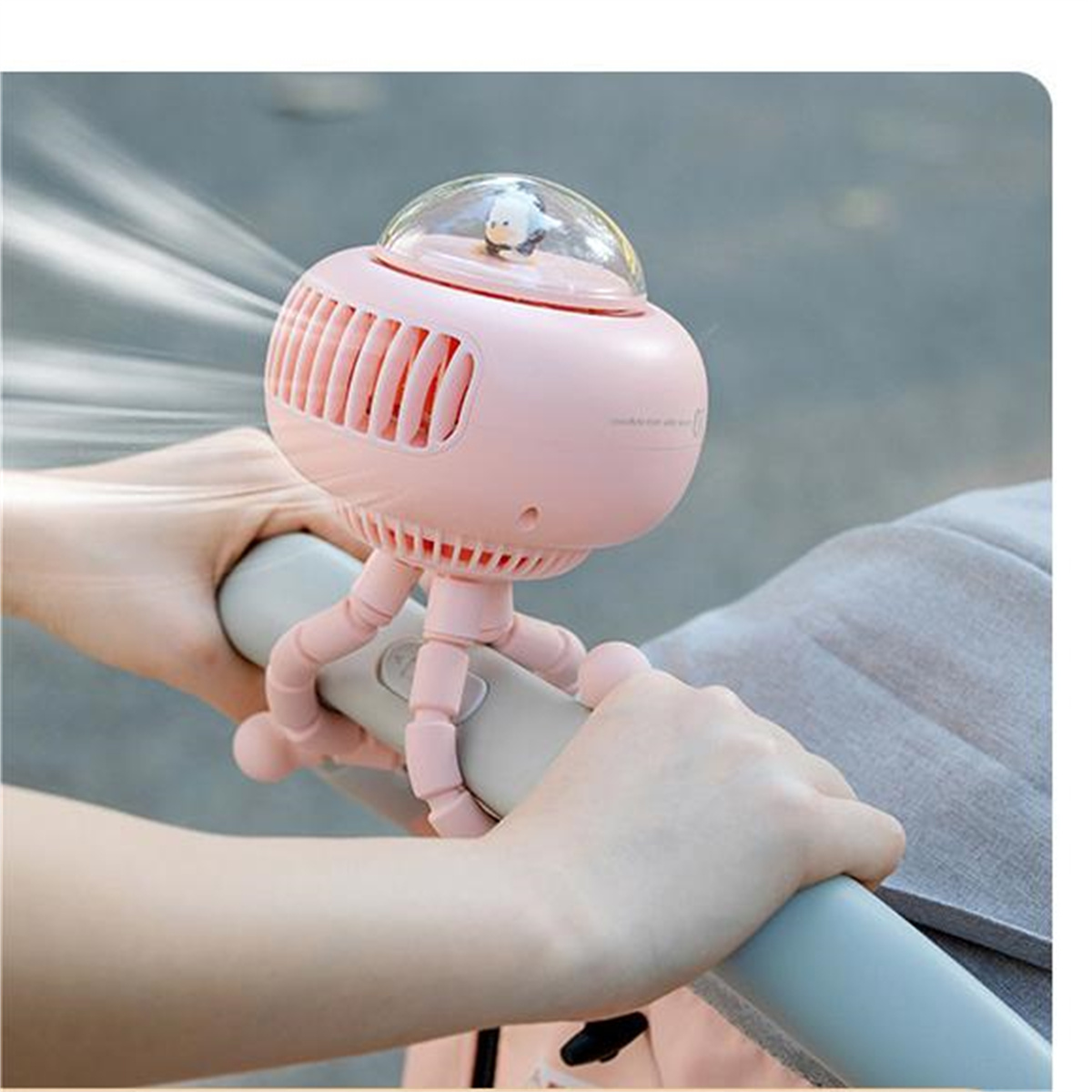 Kinderwagen schütteln Oktopus Fan faltende SYNTEK Rosa Fan pink Kopf Fans Fan Bladeless
