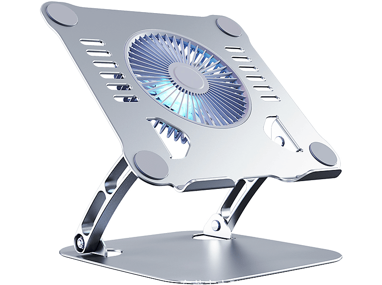 SYNTEK Ständer Silber Klappbar Ständer Laptop mit Lüfter Kühlung Aluminium Lift Tablet Computer-Ständer