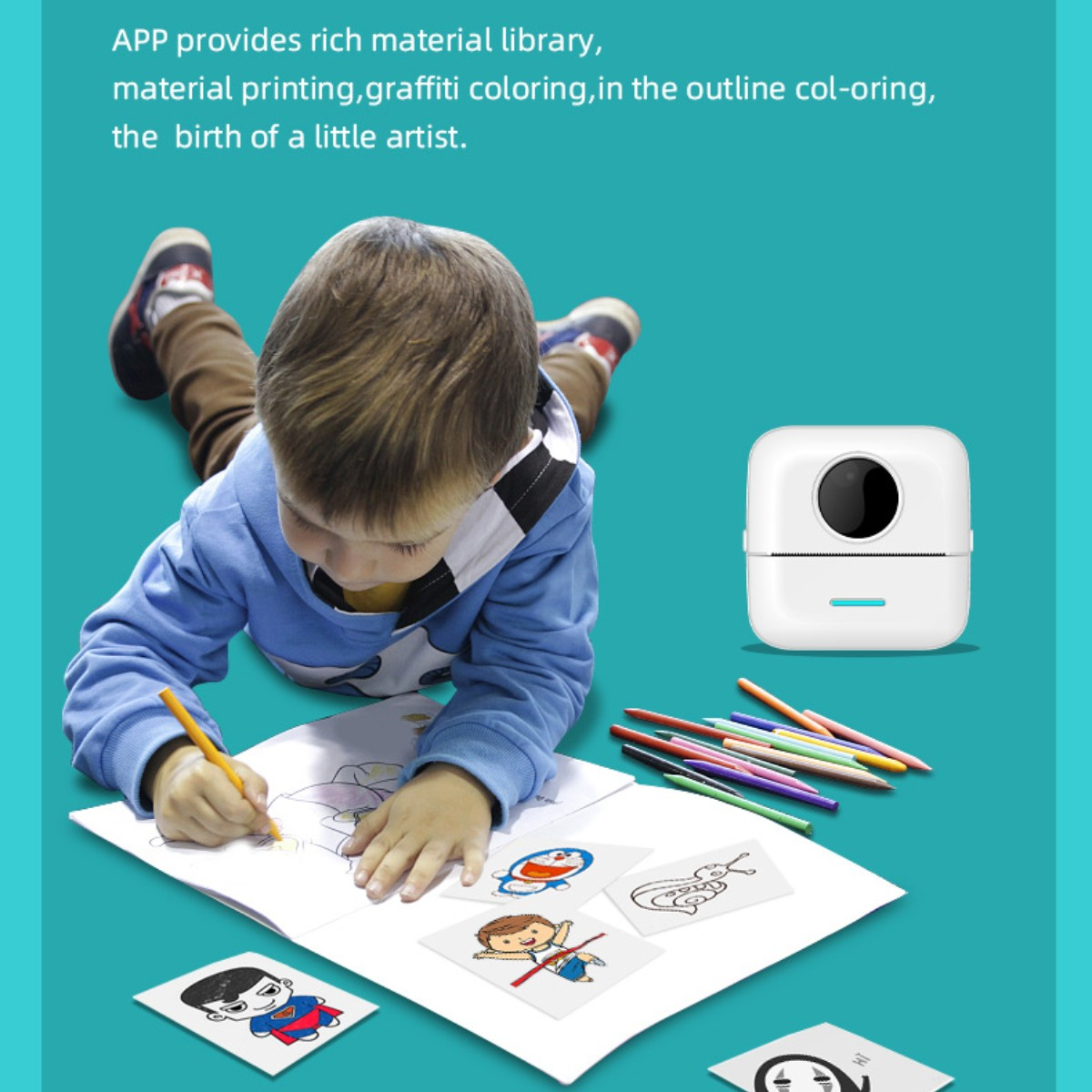 SYNTEK Bluetooth-Thermodrucker - Der Thermodruck Thermodrucker zum Prüfen-Weiß perfekte Kinder Zeichnen Drucker und für Lernen