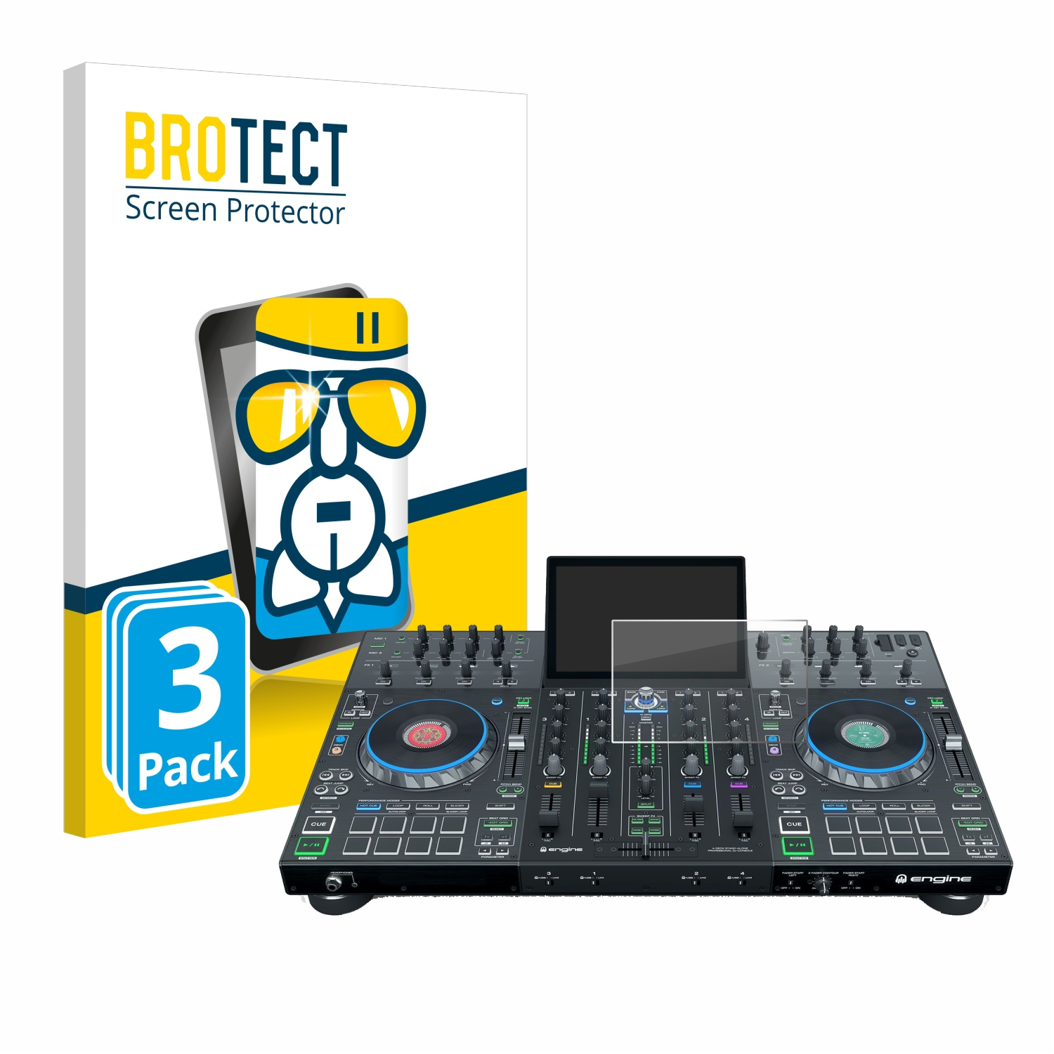 BROTECT 3x Airglass klare Schutzfolie(für Denon DJ 4) Prime