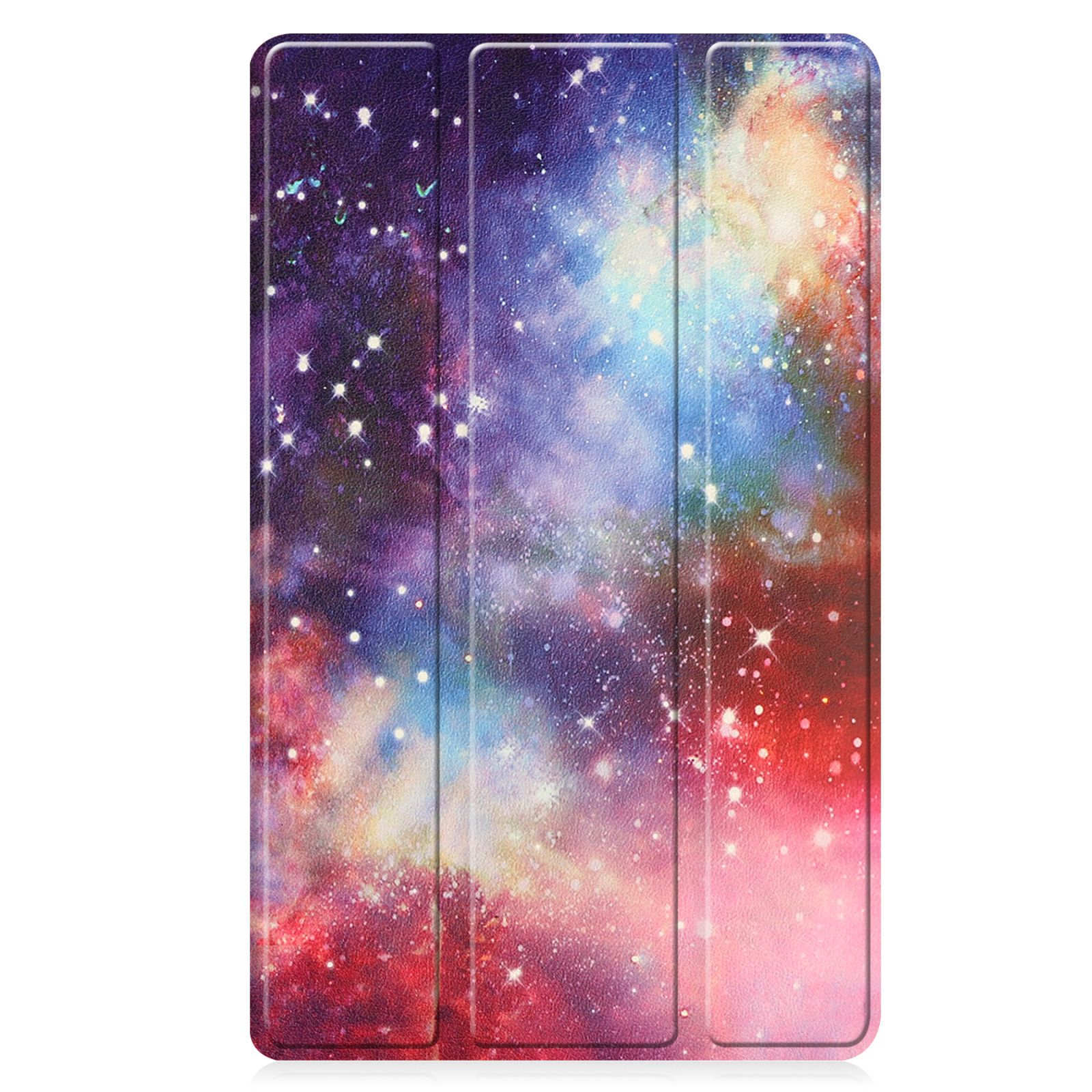 Tablethülle mit einem bunten Galaxiedesign.