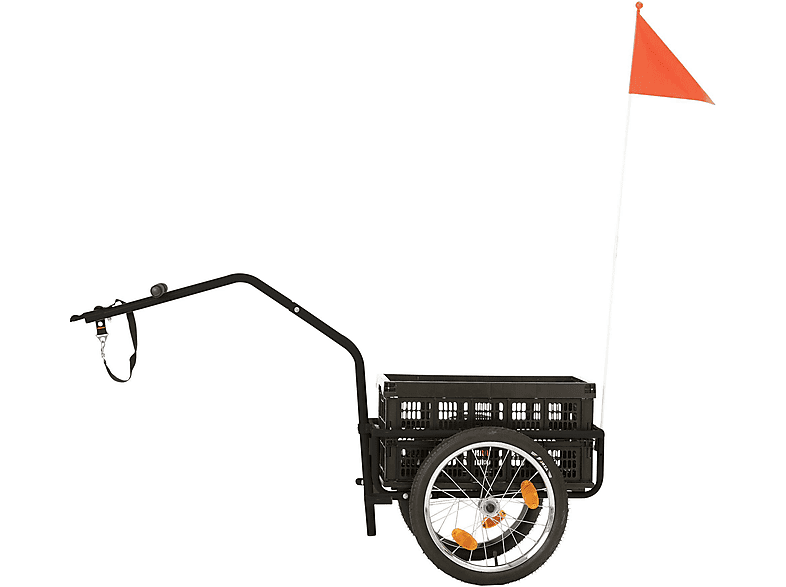 Schwarz Fahrrad-Anhänge, Mit 16-Zoll-Rädern und Faltbarer Große mit Ladekarre Sicherheitsfahne, Speichenreflektoren, Box, SACHSENRAD