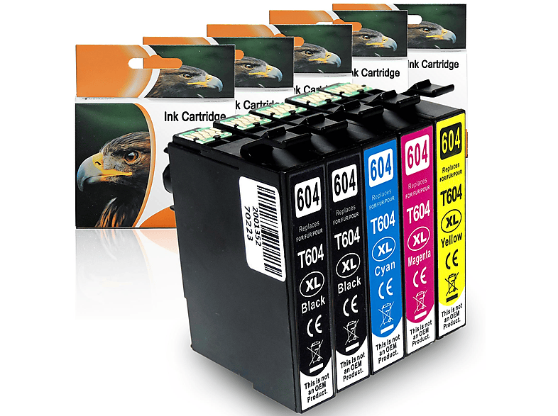 D&C 604XL, C13T10H64010 Tinten Patronen Set Multipack 5-Farben (2x Schwarz, 1x Cyan, 1x Magenta, 1x Gelb) (604XL, C13T10H64010)