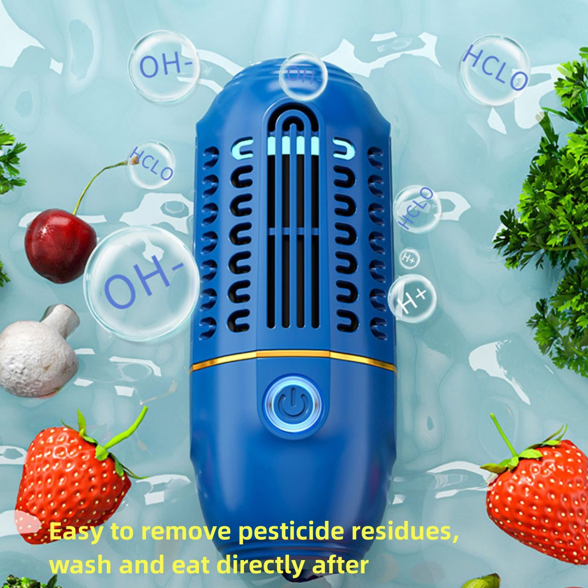 Reinigungsmittel FEI Tragbare Watt) Gemüse und Reinigungsanlage Blau für Kabellose Gemüsewaschanlage (5 Obst Kapselwaschanlage Obst- und Blau