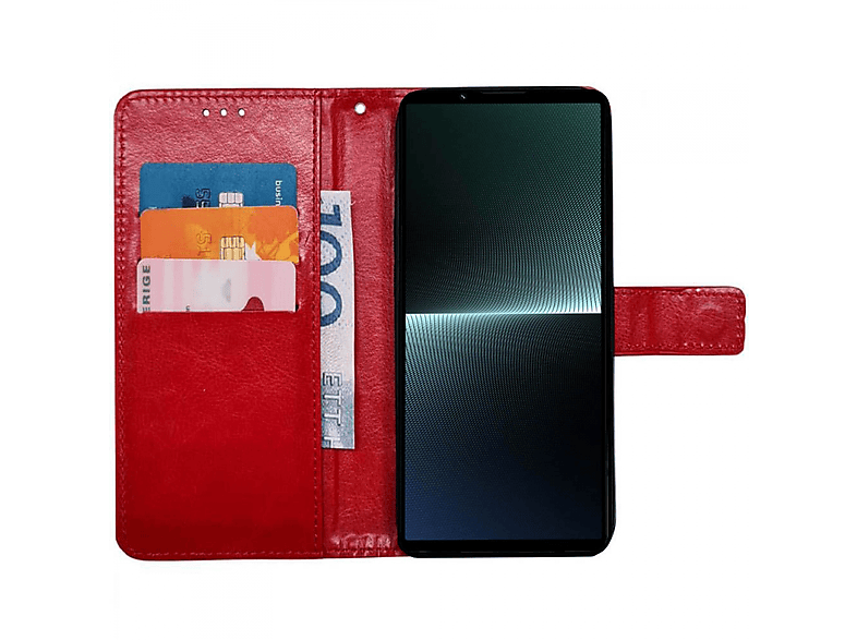 V, Sony, 3-karten, Xperia CASEONLINE 5 Bookcover, Rot