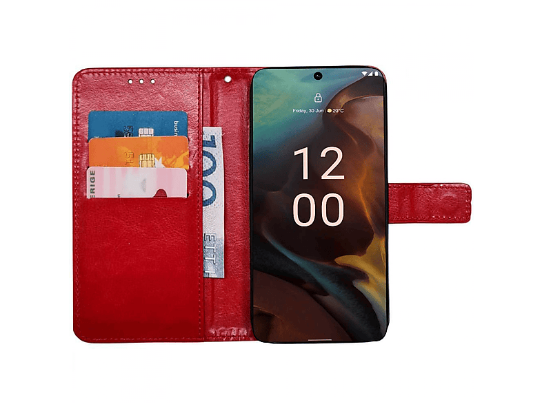 CASEONLINE 3-karten, Bookcover, Nokia, XR21, Rot