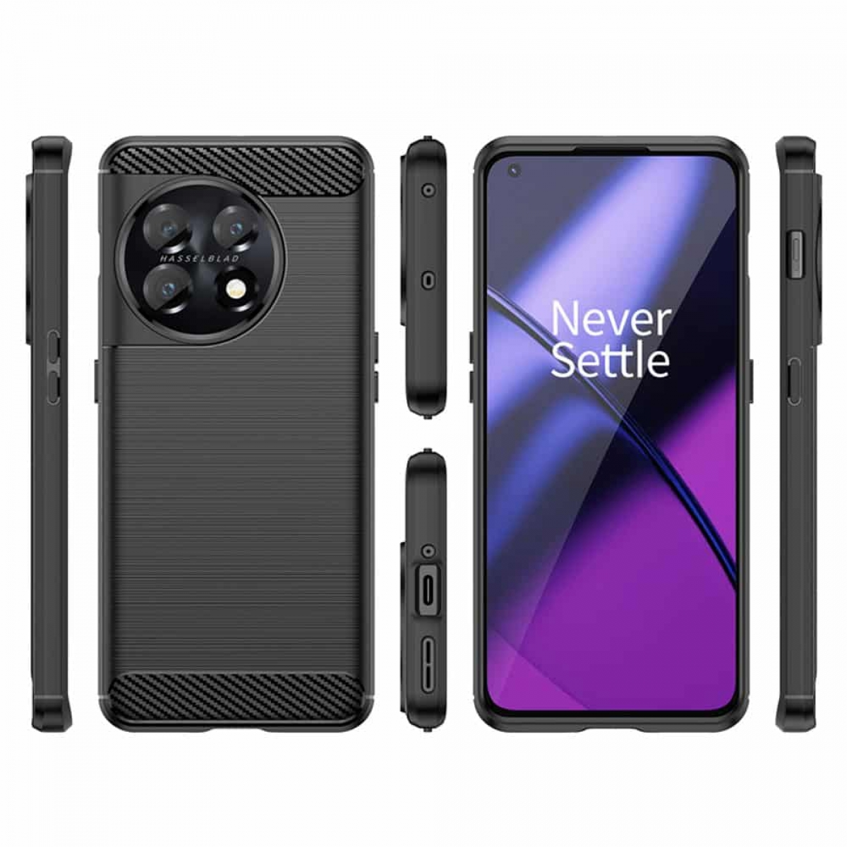 CASEONLINE Gebürstet, Backcover, OnePlus, 11, Schwarz