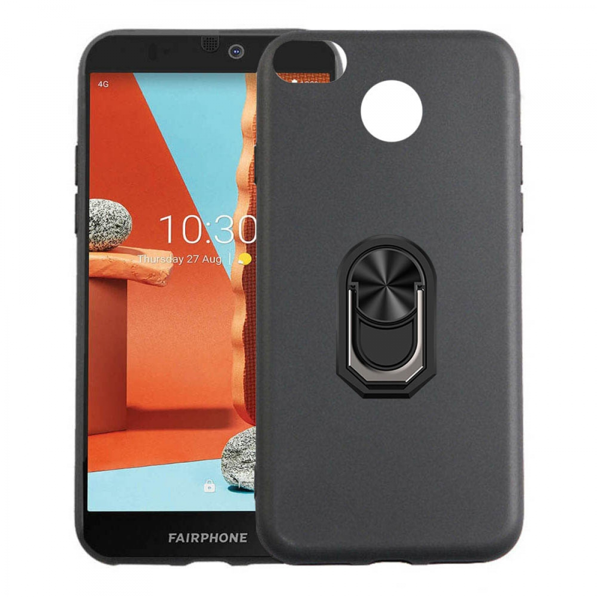 3 Ringhülle, Fairphone Backcover, Schwarz CASEONLINE Fairphone, Plus,