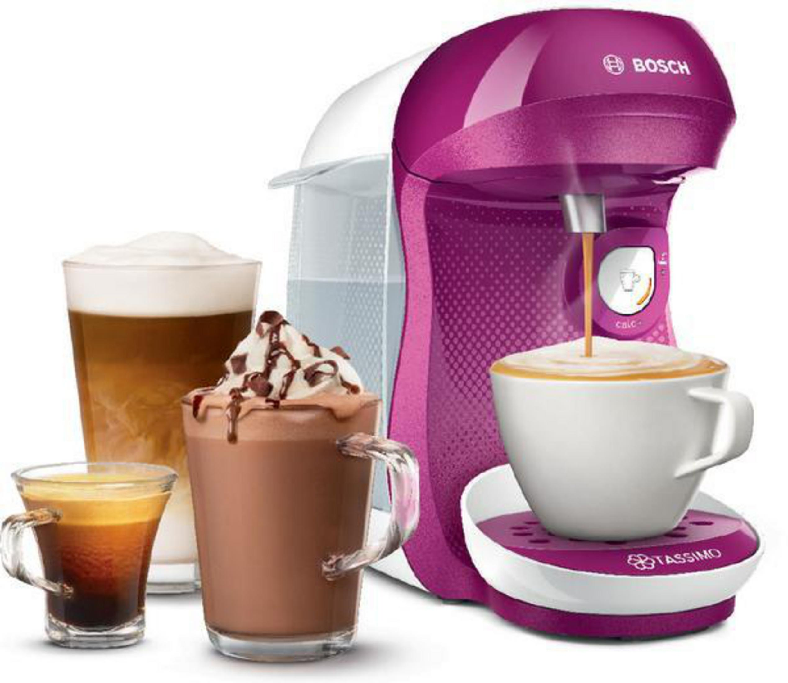 Una macchina da caffè con latte, espresso e cappuccino. Cioccolato su una bevanda.