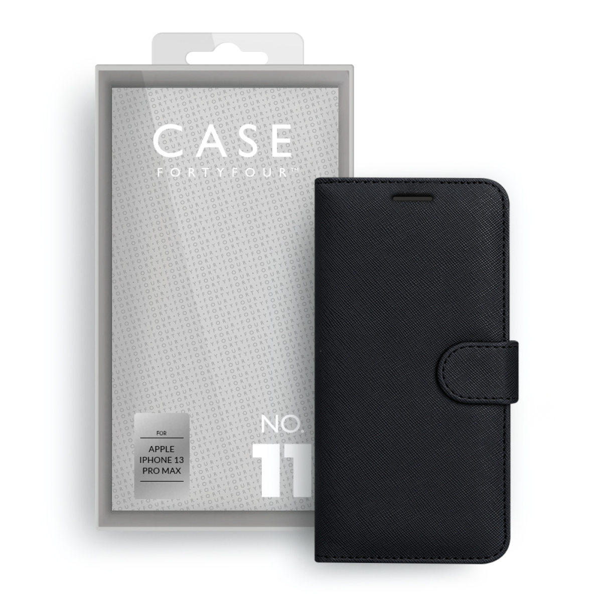 Case 44 No.11 iPhone 13 MAX, Full Cover, gross Schwarz grain Pro Max iPhone black, 13 Apple, Pro