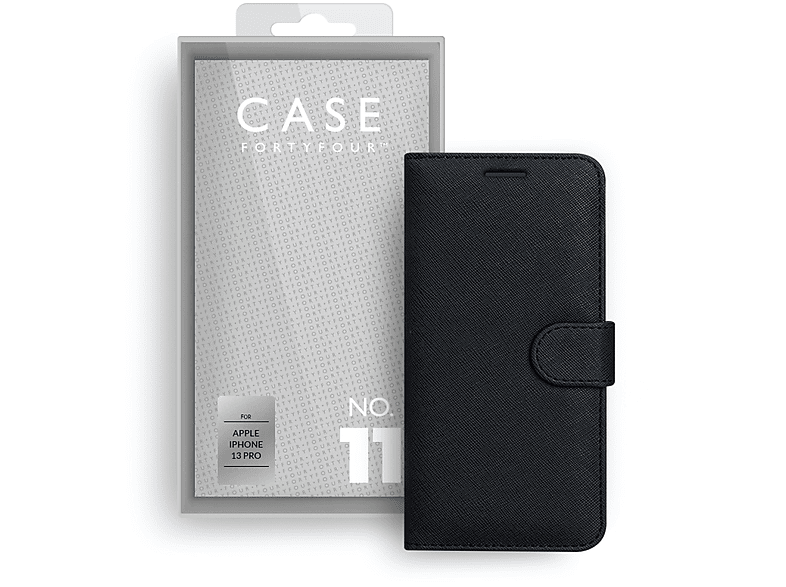 Case 44 No.11 iPhone 13 Pro cross grain black, Full Cover, Apple, iPhone 13 Pro, Schwarz
