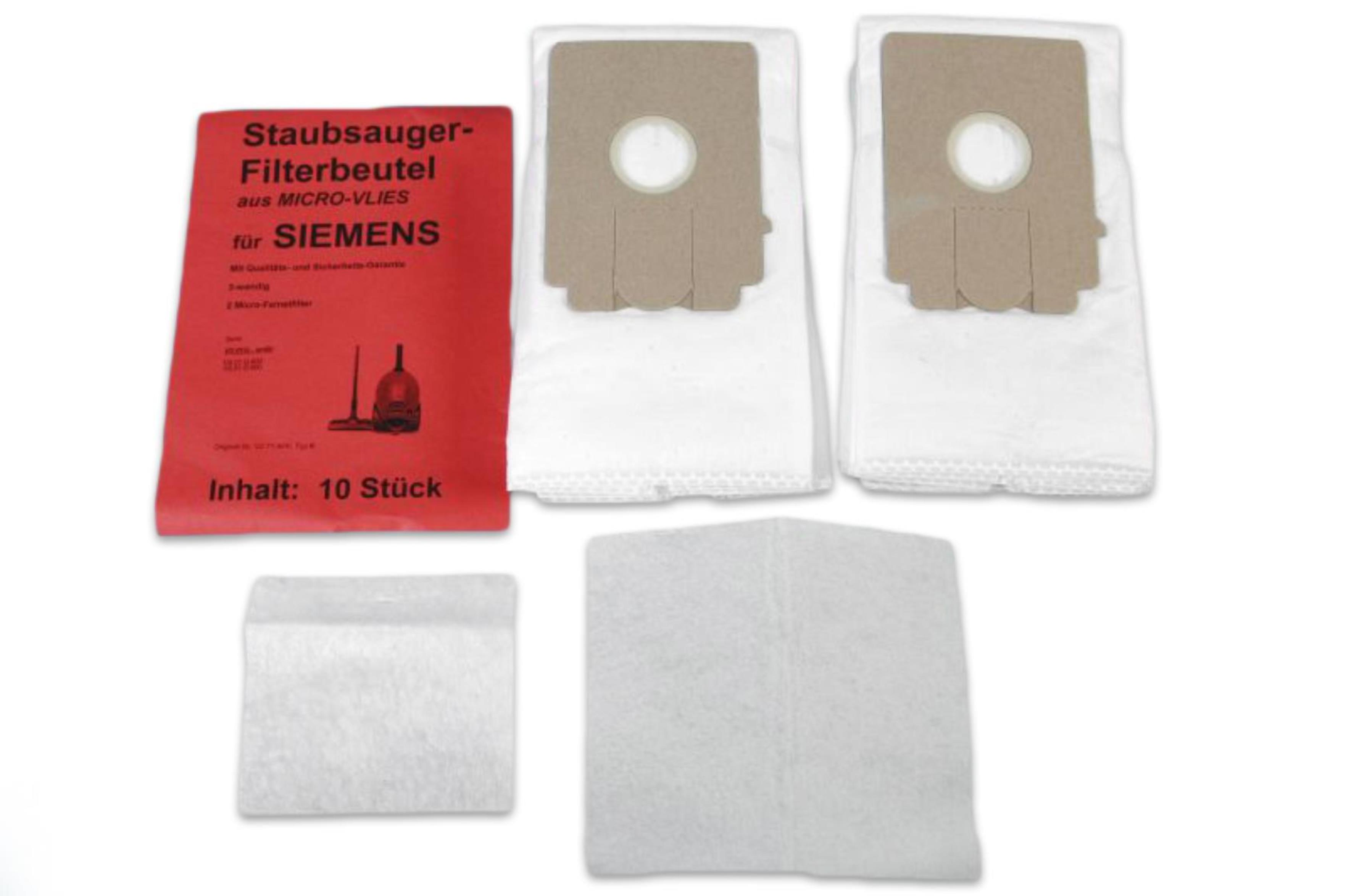 Staubsaugerbeutel und Filter, mit einer roten Box, auf weißem Hintergrund.