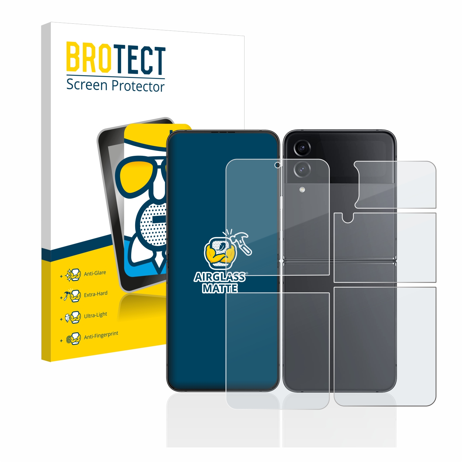 BROTECT Airglass matte Flip Z 4) Samsung Schutzfolie(für Galaxy
