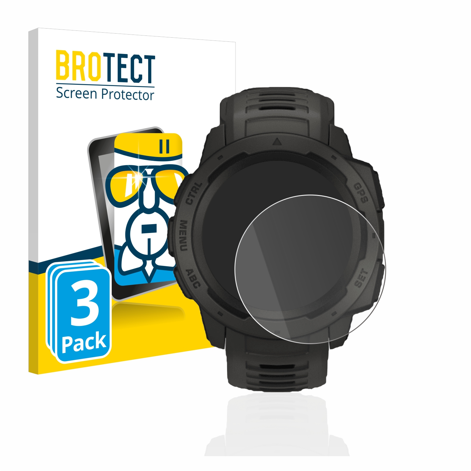 BROTECT 3x Airglass klare Schutzfolie(für Garmin Solar) Instinct