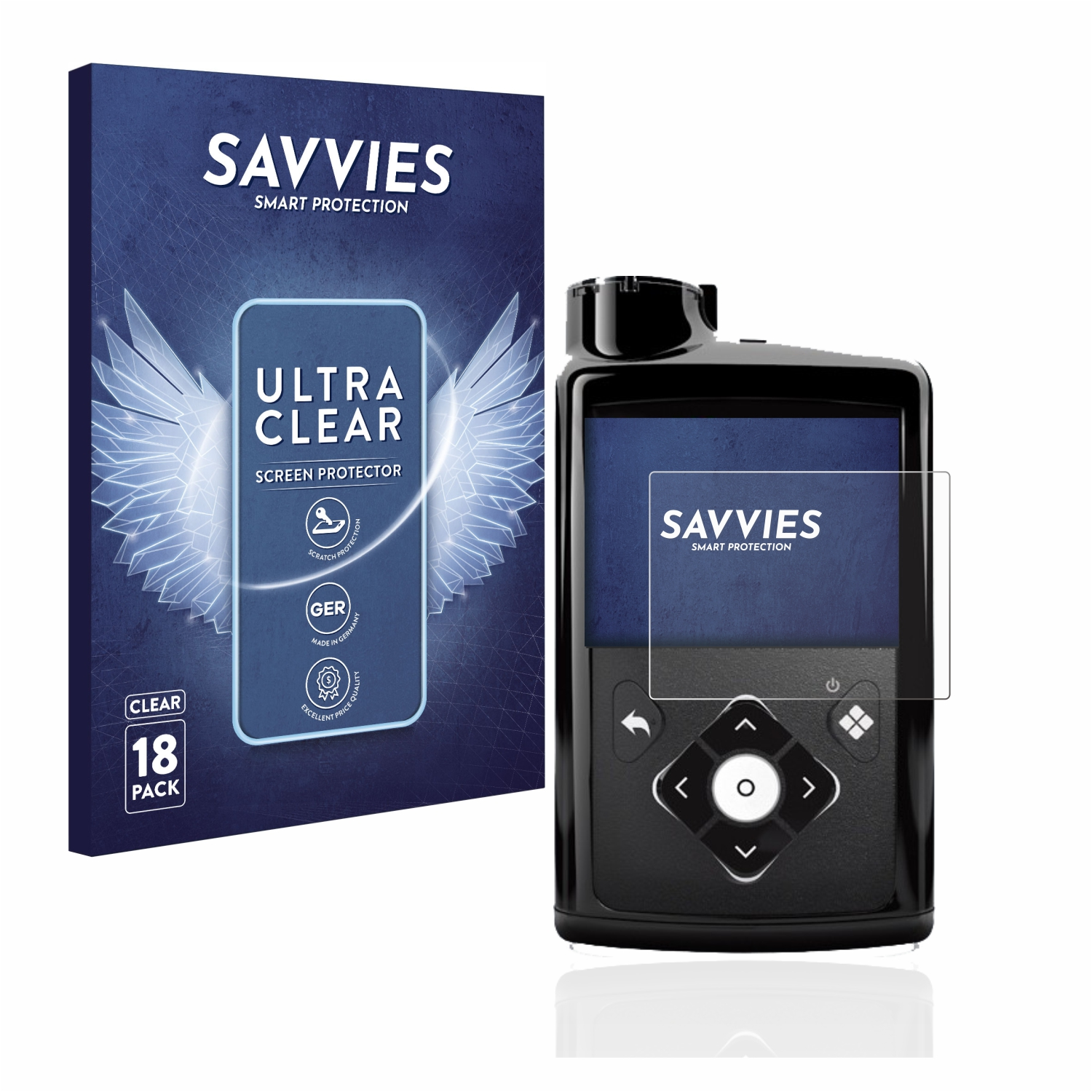 SAVVIES 18x klare Schutzfolie(für Medtronic Minimed 780G)