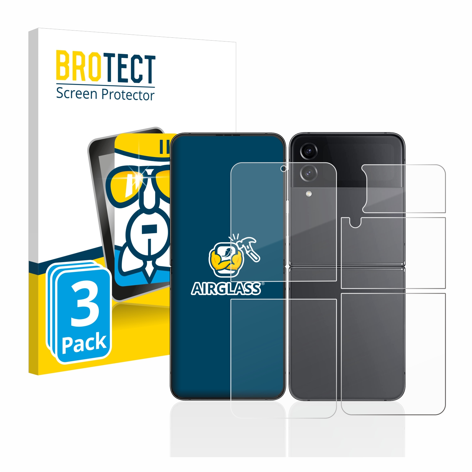 Z Flip 3x Schutzfolie(für Airglass Galaxy 4) Samsung BROTECT klare