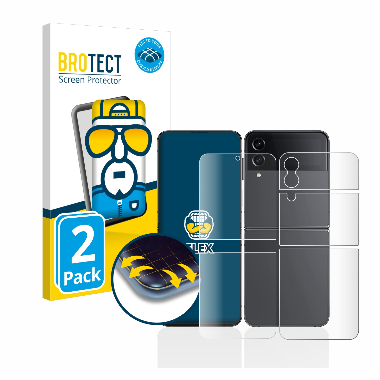 Schutzfolie(für Flip Samsung Curved 3D Flex Galaxy 2x Z 4) Full-Cover BROTECT