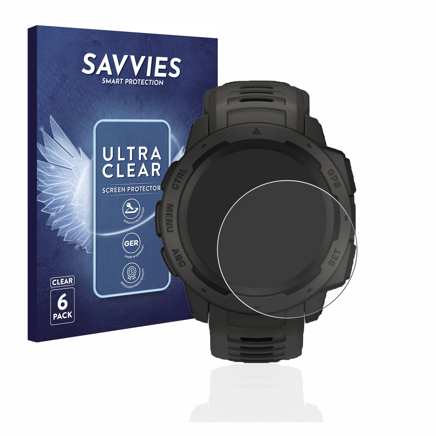 SAVVIES 6x klare Schutzfolie(für Instinct Solar) Garmin