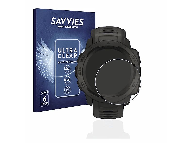 SAVVIES 6x klare Schutzfolie(für Instinct Solar) Garmin