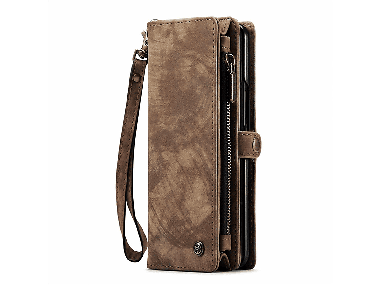 WIGENTO Design Tasche mit Reißverschluss, Bookcover, Samsung, Galaxy Z Fold4 5G, Braun