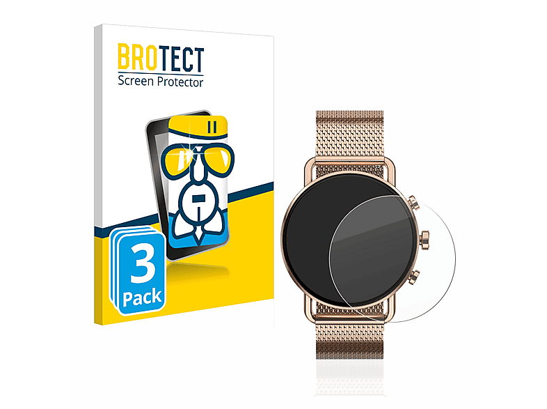BROTECT 3x Schutzglas Panzer Folie Glas klar Schutzfolie (für Skagen Falster Gen 6 (41 mm))