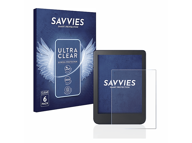 SAVVIES 6x Schutzfolie(für Clara klare Kobo 2E)