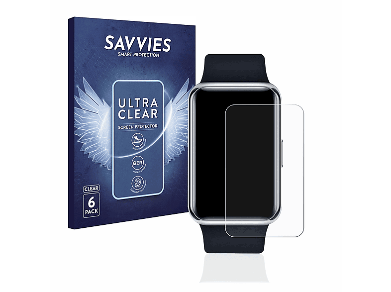 klare Huawei Elegant) Fit Schutzfolie(für 6x SAVVIES Watch