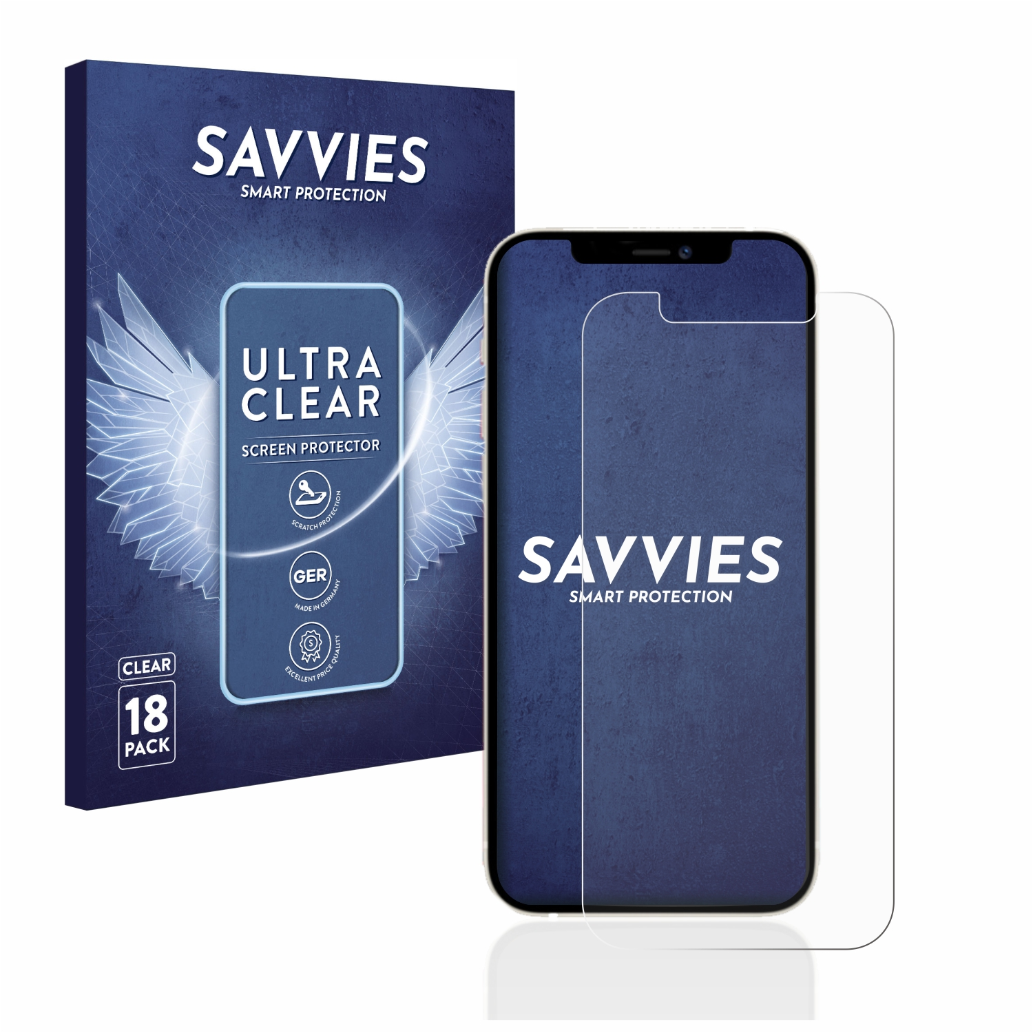 SAVVIES 18x 12 iPhone klare Schutzfolie(für Apple Pro)
