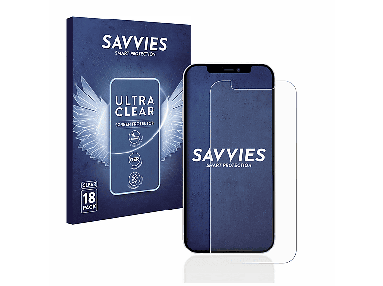 SAVVIES 18x klare Schutzfolie(für Apple iPhone 12 Pro)