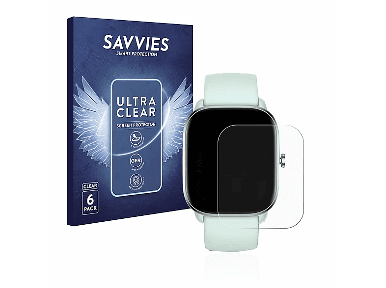 SAVVIES 6x klare Schutzfolie (für Huami Amazfit GTS 4 Mini)