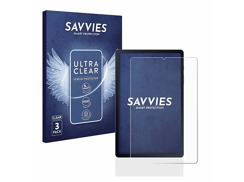 SAVVIES 3x klare Schutzfolie(für S6 Galaxy LTE Samsung 2020) Lite Tab