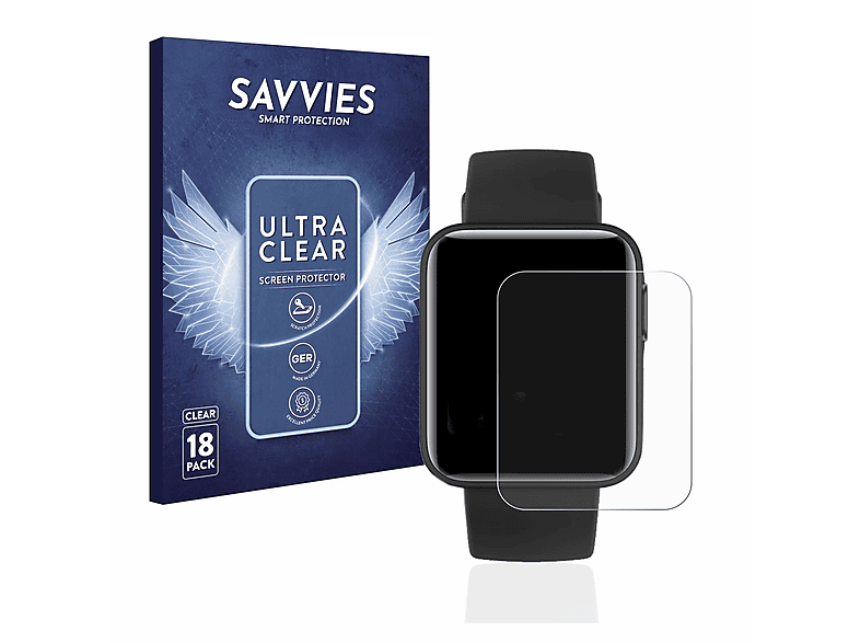 SAVVIES 18x klare Schutzfolie(für Xiaomi Mi Watch Lite)