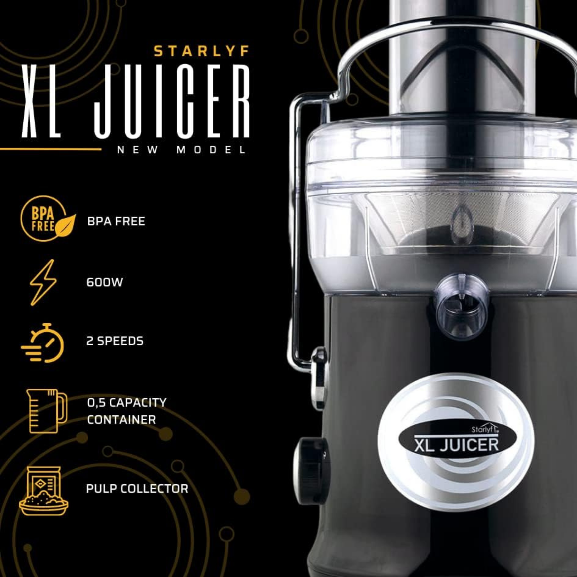 Entsafter Juicer XL 600 Watt, silber STARLYF