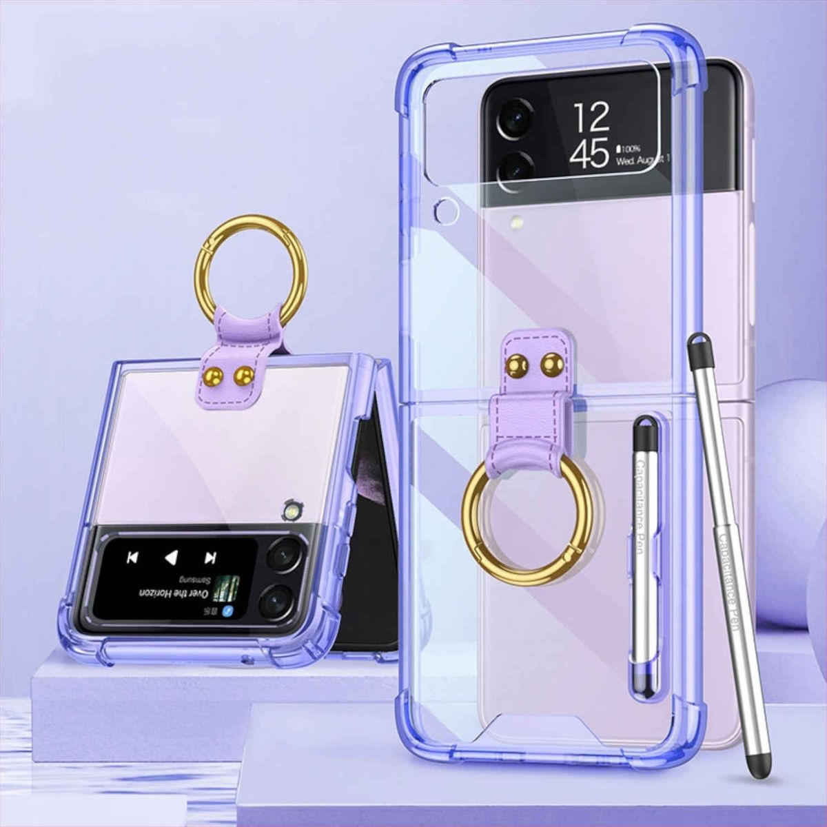 WIGENTO Design 5G, Z Flip4 dünn, Hülle Stift Schutz Ring Lila Galaxy Backcover, / Samsung