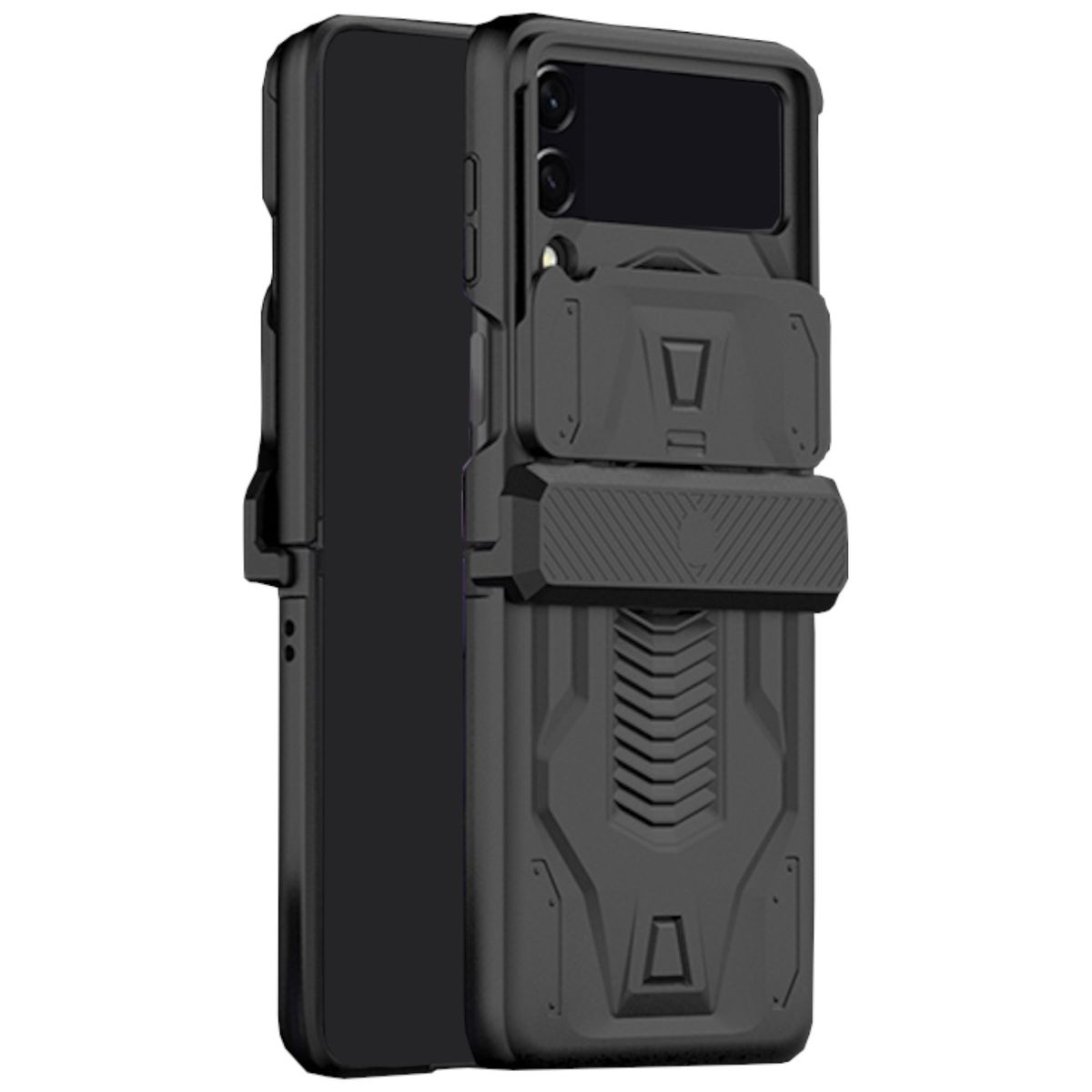Schwarz 5G, Design Galaxy Z Magnet Armor WIGENTO Kamera Flip4 Schild Samsung, Cover, Backcover,