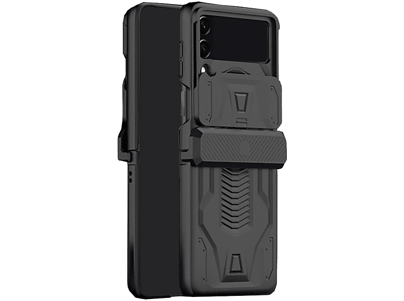 Schwarz 5G, Design Galaxy Z Magnet Armor WIGENTO Kamera Flip4 Schild Samsung, Cover, Backcover,