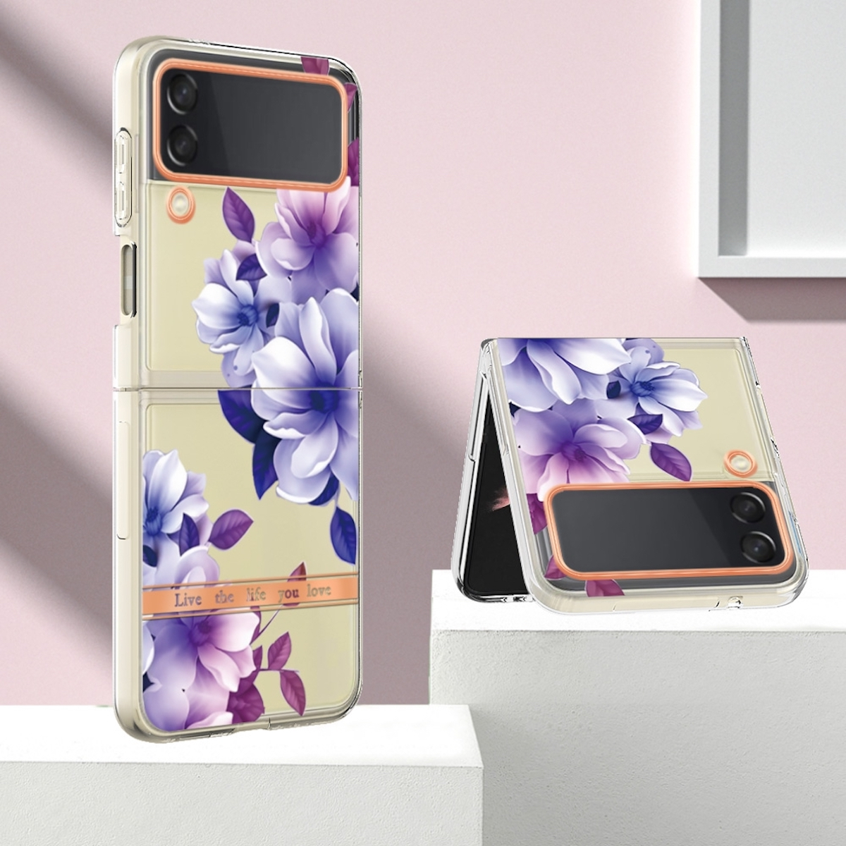 Samsung Design Flip4, WIGENTO Lila Z Cover, Samsung, Hülle Backcover, Muster Galaxy
