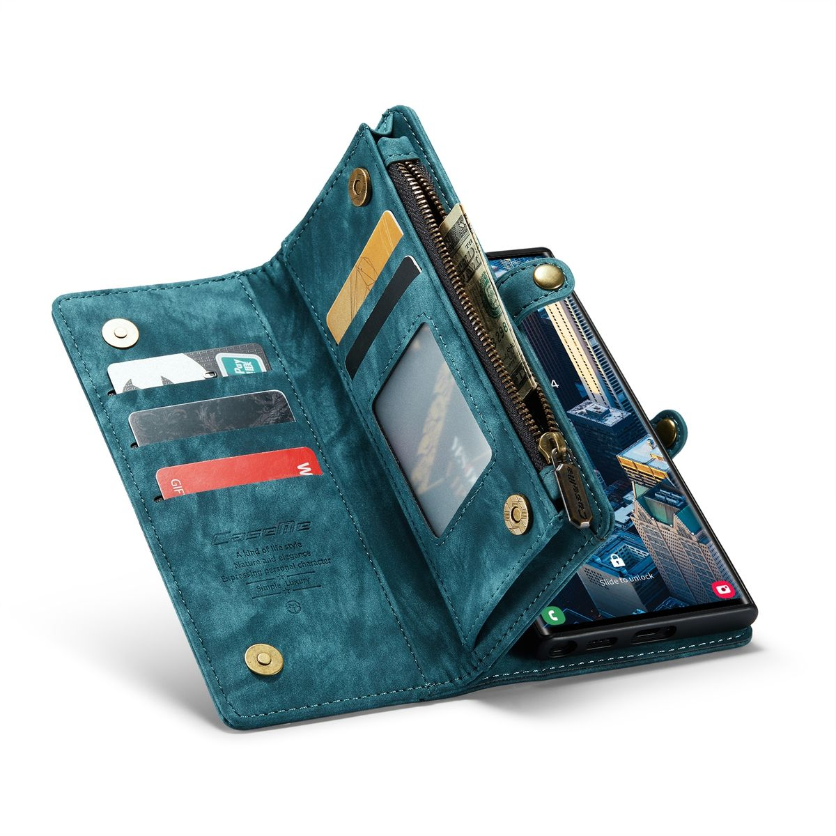 Bookcover, Multifunktion mit Tasche Ultra, Geldbörse, Design S23 Samsung, WIGENTO Galaxy Blau Teilbare