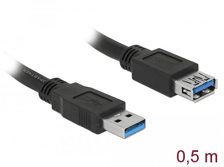 3.0 Bu & USB & Schwarz <lt/> Kabel, USB Zubehör DELOCK Typ-A 0,5m St Peripheriegeräte DELOCK Kabel