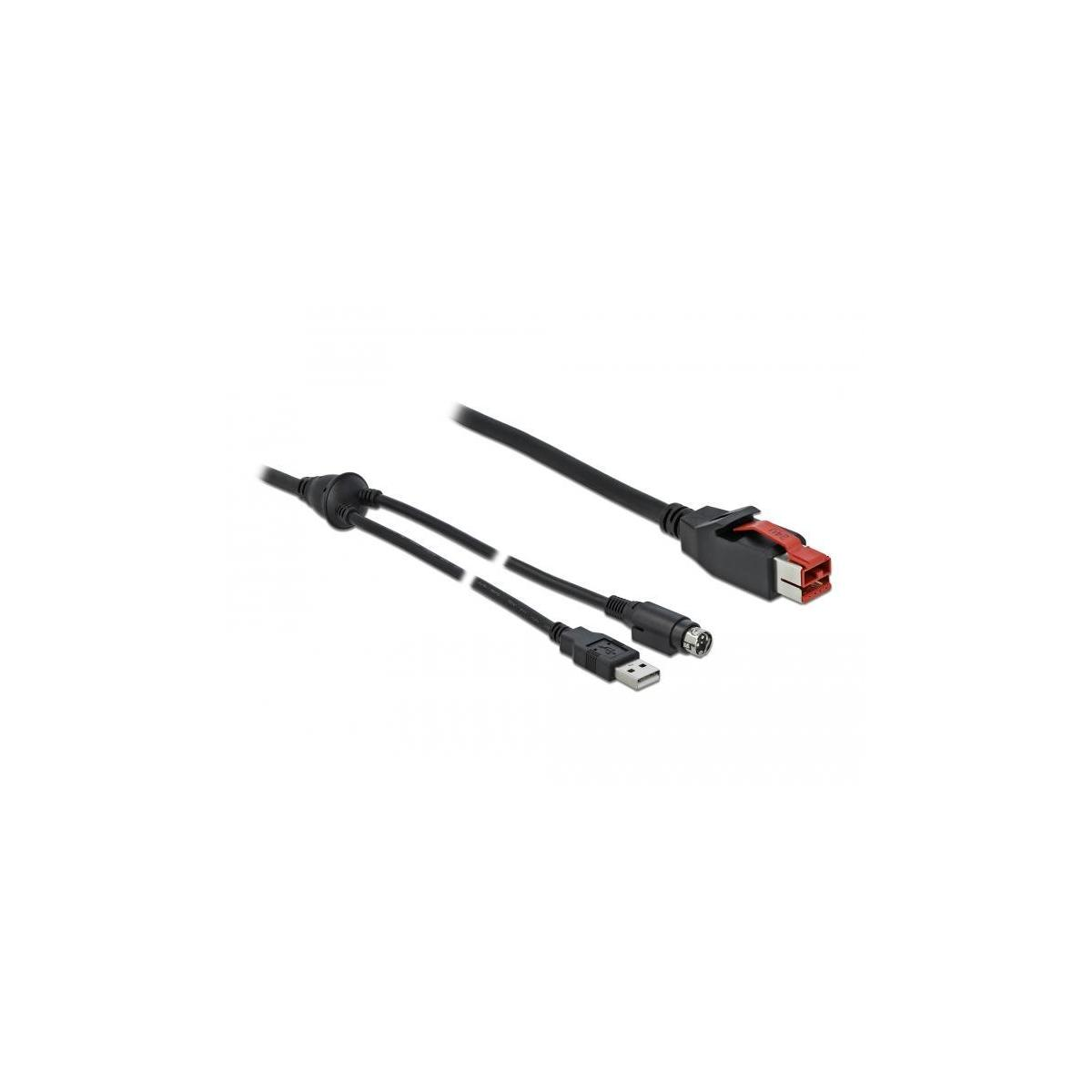 Cavo USB nero con diversi tipi di connessione.